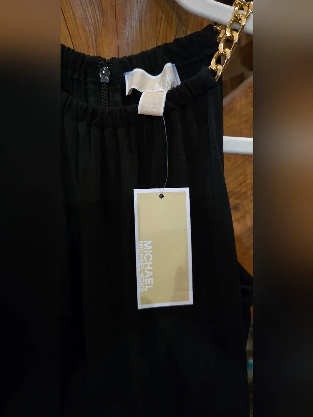 Michael Kors Black Dress with Gold Chain Straps